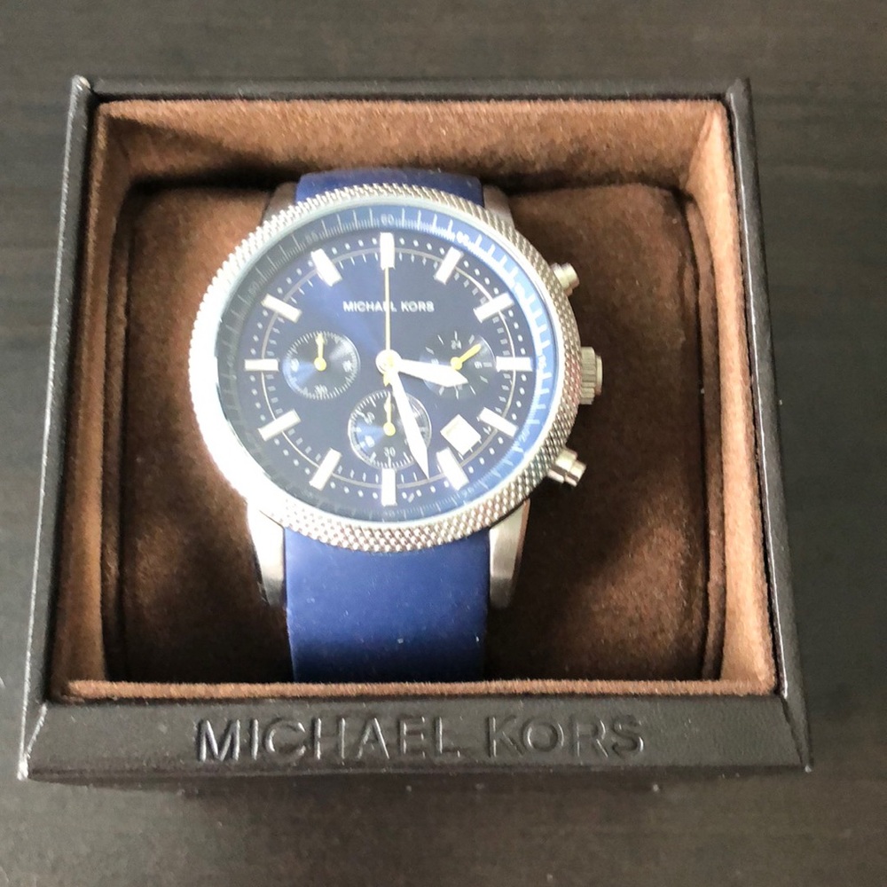 Michael Kors blue and silver watch